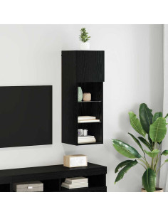 Mobile TV da Parete Rovere Nero 30,5 x 30 x 90 cm