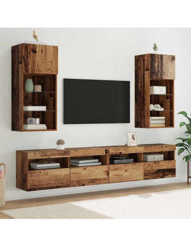 Mobiletti TV a parete 2 pcs Legno vecchio 40,5 x 30 x 90 cm
