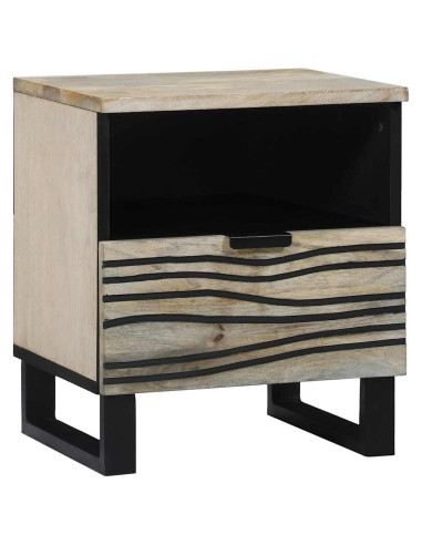 Armadio da Notte con cassetto Bianco e Nero 40 x 33 x 46 cm