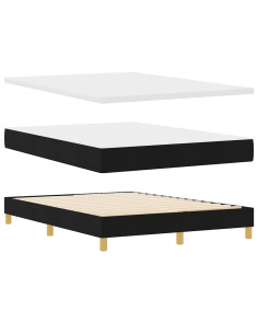 Letto a Sorgente LED con strisce LED Nero 140 x 190 cm Tessuto