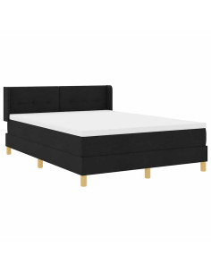 Letto a molle con materasso Nero 190 x 140 cm Tessuto