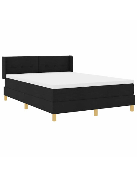 Letto a molle con materasso Nero 190 x 140 cm Tessuto