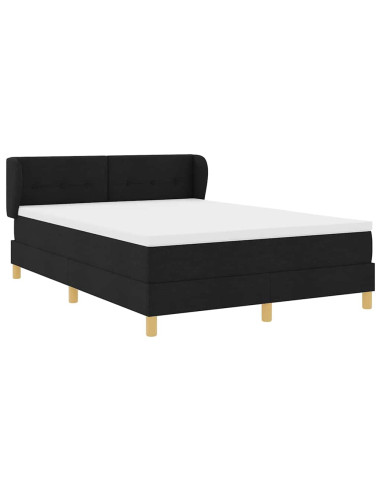 Letto a molle con materasso Nero 140 x 190 cm Tessuto