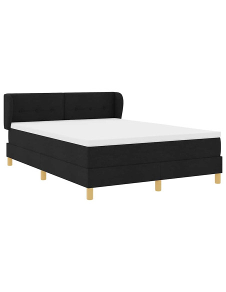 Letto a molle con materasso Nero 140 x 190 cm Tessuto