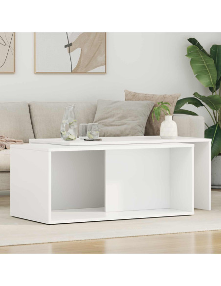 Set di Tavolini da Caffè 2 pcs Bianco Legno multistrato