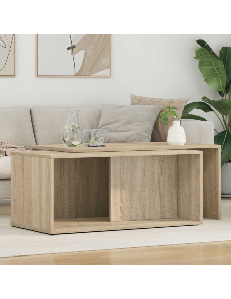 Set di Tavolini da Caffè 2 pcs Rovere Sonoma Legno multistrato