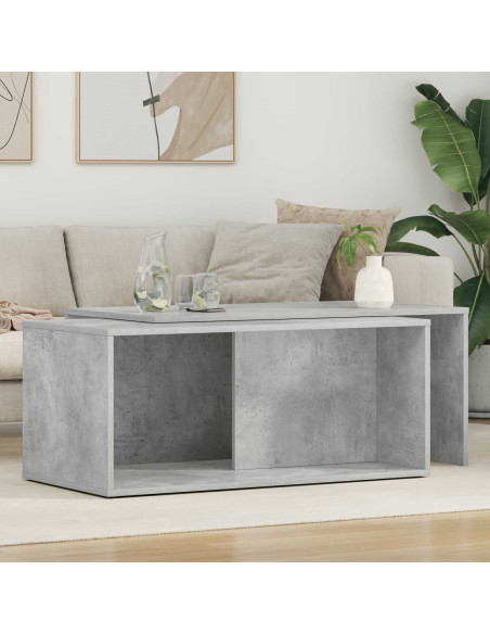 Set di Tavolini da Caffè 2 pcs Grigio cemento Legno multistrato