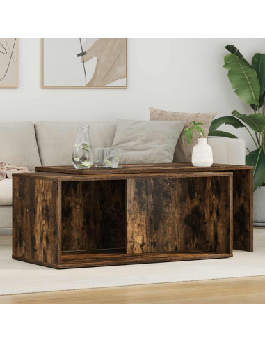 Set di Tavolini da Caffè 2 pcs Rovere fumé Legno multistrato