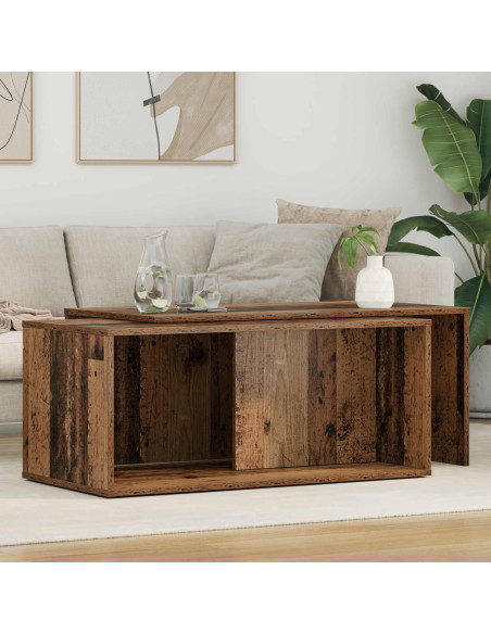 Set di Tavolini da Caffè 2 pcs Legno vecchio Legno multistrato