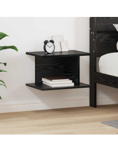 Comodino Rovere Nero 40 x 30 x 25 cm Legno multistrato