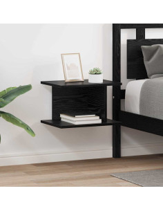 Comodino 2 pcs Rovere Nero 40 x 30 x 25 cm Legno multistrato