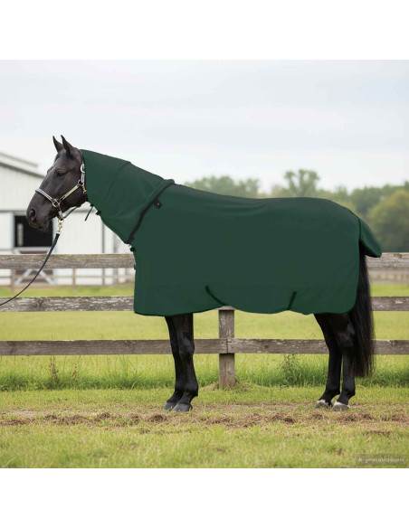 Coperta per Cavalli Verde scuro completo Poliestere