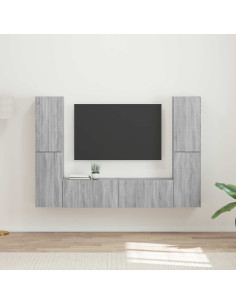 Set mobile TV 6 pcs Grigio Sonoma Legno multistrato