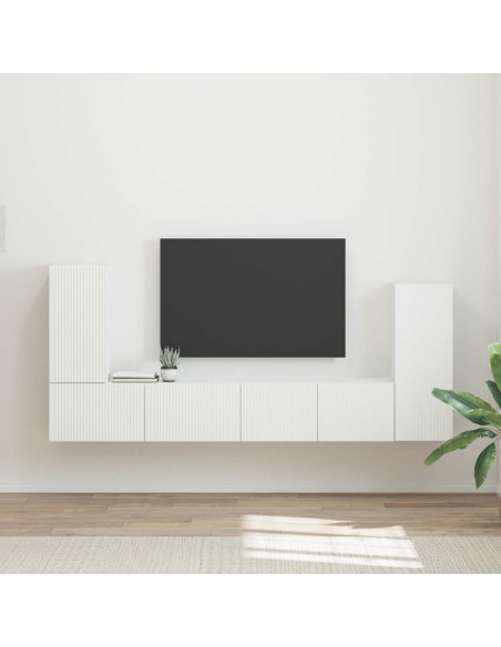 Set mobile TV 4 pcs Bianco Legno multistrato