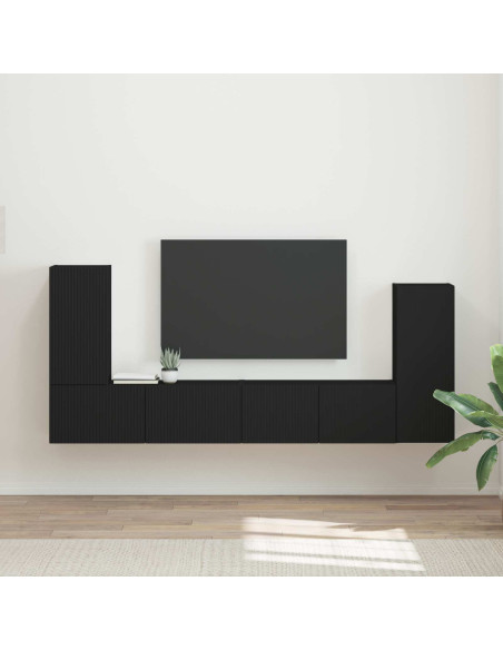 Set mobile TV 4 pcs Nero Legno multistrato