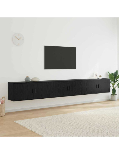 Set Mobile TV da Parete 3 pcs Rovere Nero 100 x 34,5 x 40 cm