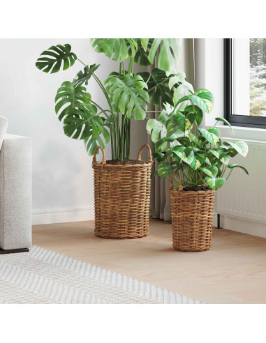 Cesto per Piante con archiviazione 2 pcs Marrone Rattan Kubu