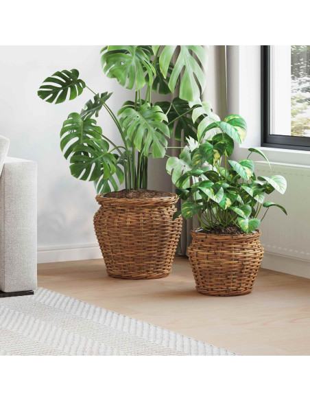 Cesto per Piante con archiviazione 2 pcs Marrone Rattan Lacak