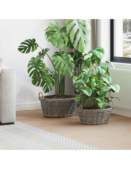 Cesto per Piante con archiviazione 2 pcs Grigio Rattan Lacak
