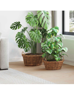 Cesto per Piante con archiviazione 2 pcs Marrone Rattan Lacak