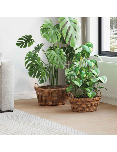 Cesto per Piante con archiviazione 2 pcs Marrone Rattan Lacak