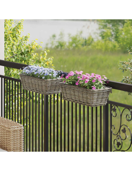 Cestino Appendibile per Piante 2 pcs Grigio 48 x 22 x 15 cm