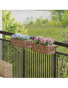 Cestino Appendibile per Piante 2 pcs Marrone 48 x 22 x 15 cm