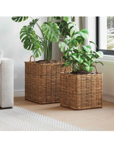 Cestino per Piante con archiviazione 2 pcs Marrone Rattan Lacak