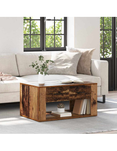 Tavolino da salotto con cassetto Legno vecchio 80 x 50 x 40 cm