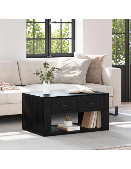 Tavolino da salotto con cassetto Rovere Nero 80 x 50 x 40 cm
