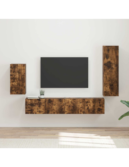 Set mobile TV 4 pcs Rovere fumé Legno multistrato