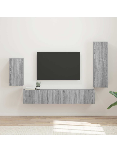 Set mobile TV 4 pcs Grigio Sonoma Legno multistrato