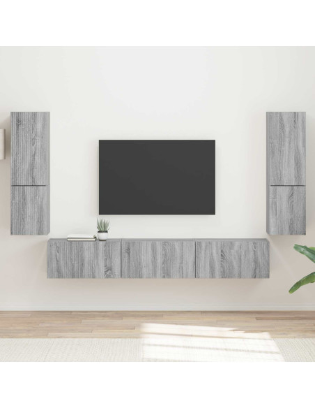 Set mobile TV 4 pcs Grigio Sonoma Legno multistrato