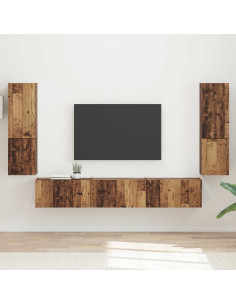 Set mobile TV 4 pcs Legno vecchio Legno multistrato