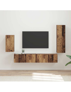 Set mobile TV 4 pcs Legno vecchio Legno multistrato