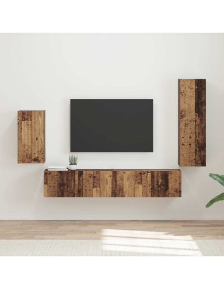 Set mobile TV 4 pcs Legno vecchio Legno multistrato