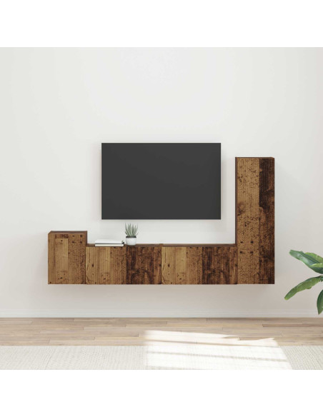 Set mobile TV 4 pcs Legno vecchio Legno multistrato