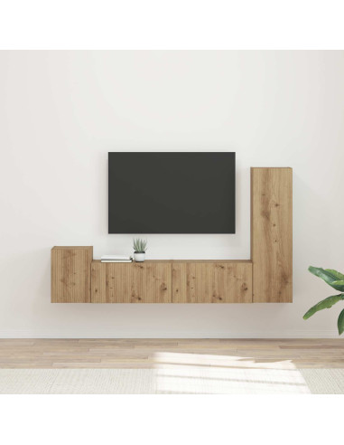 Set mobile TV 4 pcs Rovere artigianale Legno multistrato