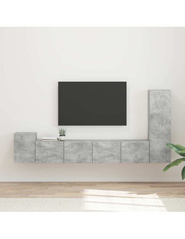 Set mobile TV 3 pcs Grigio cemento Legno multistrato