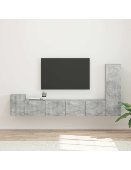 Set mobile TV 3 pcs Grigio cemento Legno multistrato