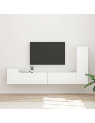 Set mobile TV 3 pcs Bianco Lucido Legno multistrato