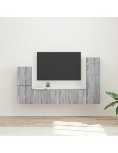 Set mobile TV 4 pcs Grigio Sonoma Legno multistrato
