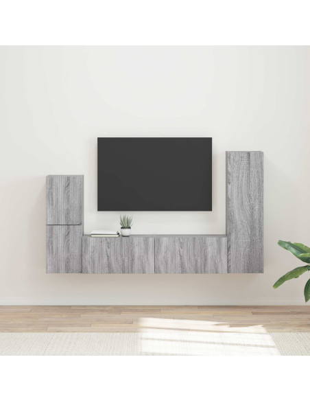 Set mobile TV 4 pcs Grigio Sonoma Legno multistrato