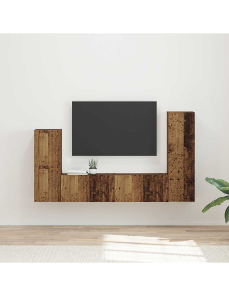 Set mobile TV 4 pcs Legno vecchio Legno multistrato