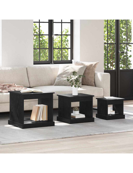 Tavolino da salotto 3 pcs Rovere Nero Legno multistrato