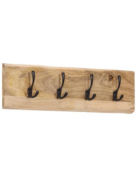 Appendiabiti da Parete con 4 Ganci in Legno Massello di Mango