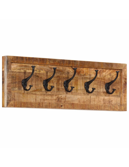 Appendiabiti da Parete con 5 Ganci in Legno Massello di Mango