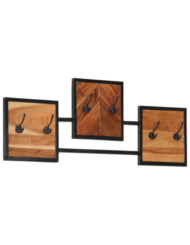 Appendiabiti a Parete 90x1x35 cm Legno Massello Acacia e Ferro