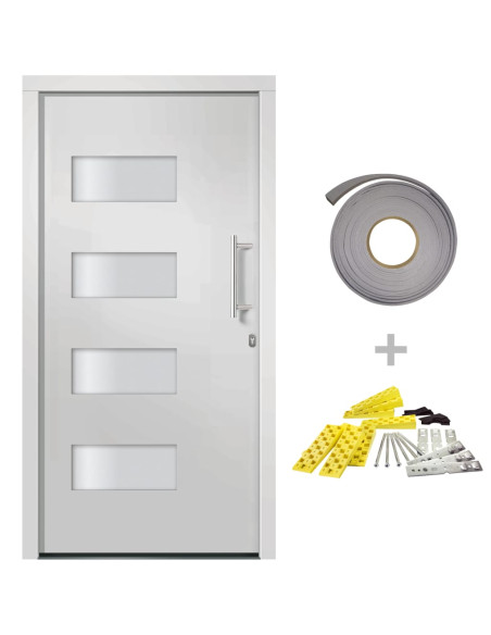 Porta d'Ingresso in Alluminio e PVC Bianco 100x210 cm