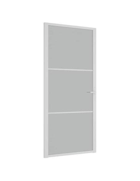 Porta Interna 93x201,5 cm Bianco Opaco Vetro e Alluminio